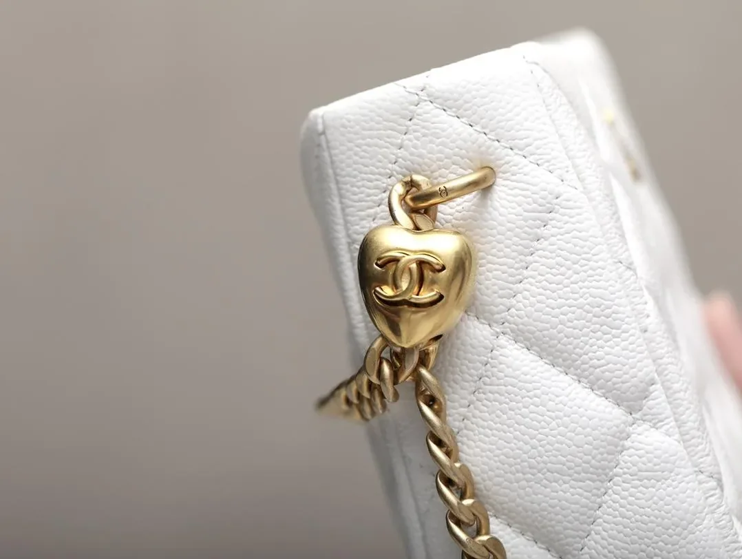 Chanel HoBo Heart Adjustment Buckle Crossbody Bag in White Gold Hardware Chanel HoBo Heart Adjustment Buckle Crossbody Bag in White Gold Hardware