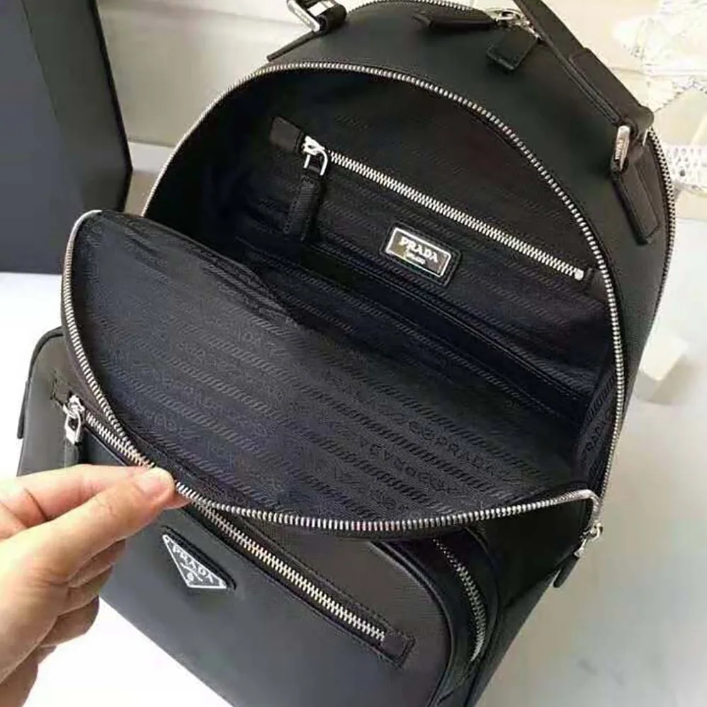 Prada Saffiano Leather Backpack for Men in Black Prada Saffiano Leather Backpack for Men in Black