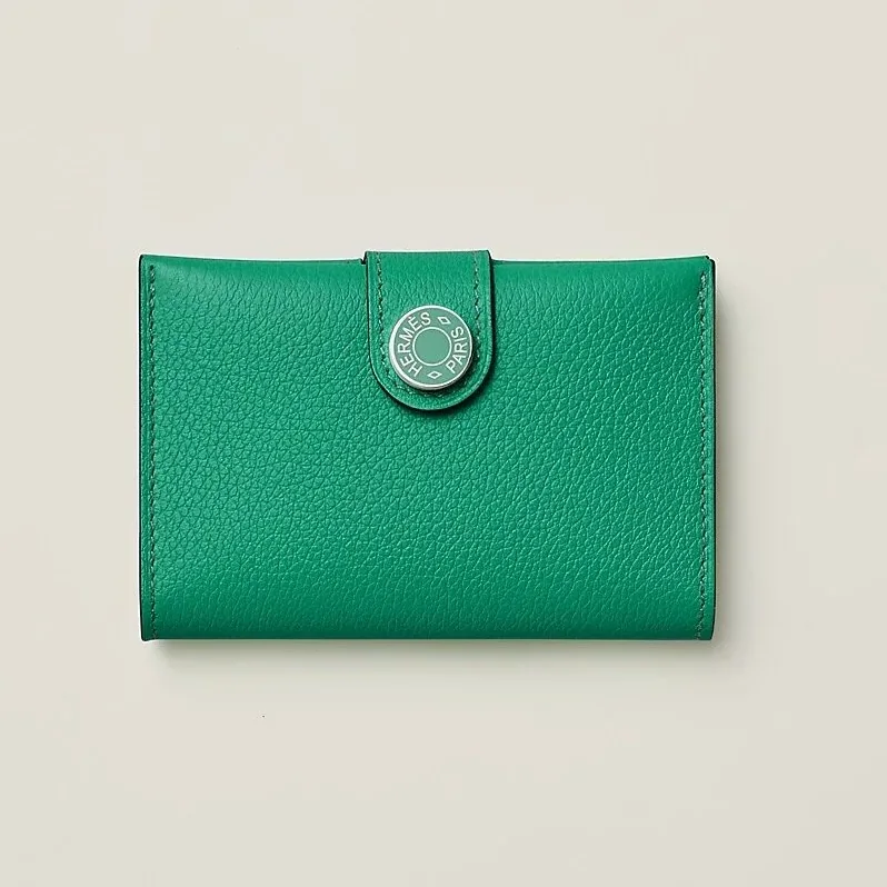 Hermes R.M.S Card Holder Rose Green /