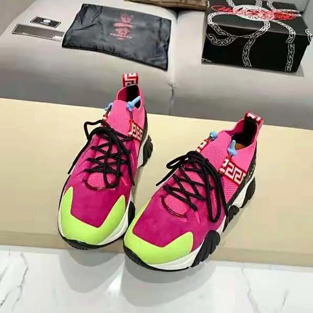 Versace Squalo Knit Sneakers for Women in Rose