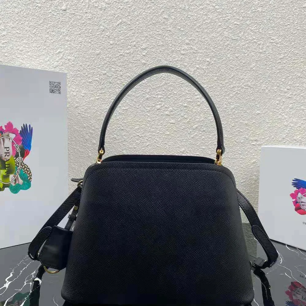 Prada Medium Saffiano Leather Prada Matinee Bag for Women in Black Prada Medium Saffiano Leather Prada Matinee Bag for Women in Black
