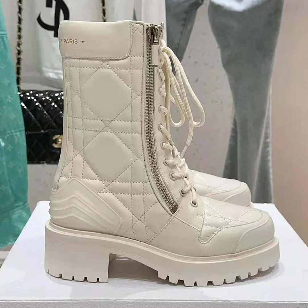 Dior D-Leader Ankle Boot White Quilted Cannage Calfskin for Women Dior D-Leader Ankle Boot White Quilted Cannage Calfskin for Women