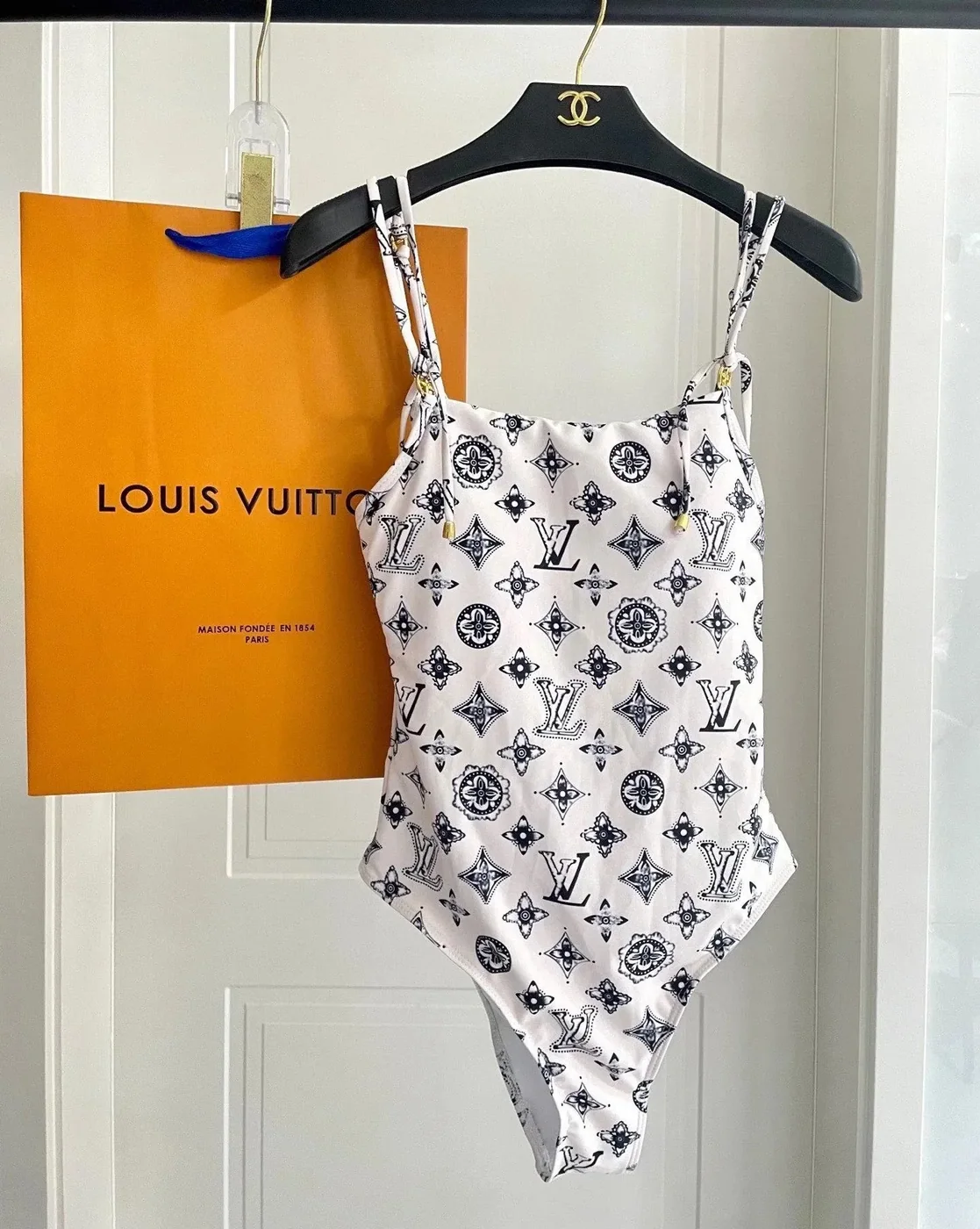 Louis Vuitton Tile Monogram One in Piece Swimsuit White