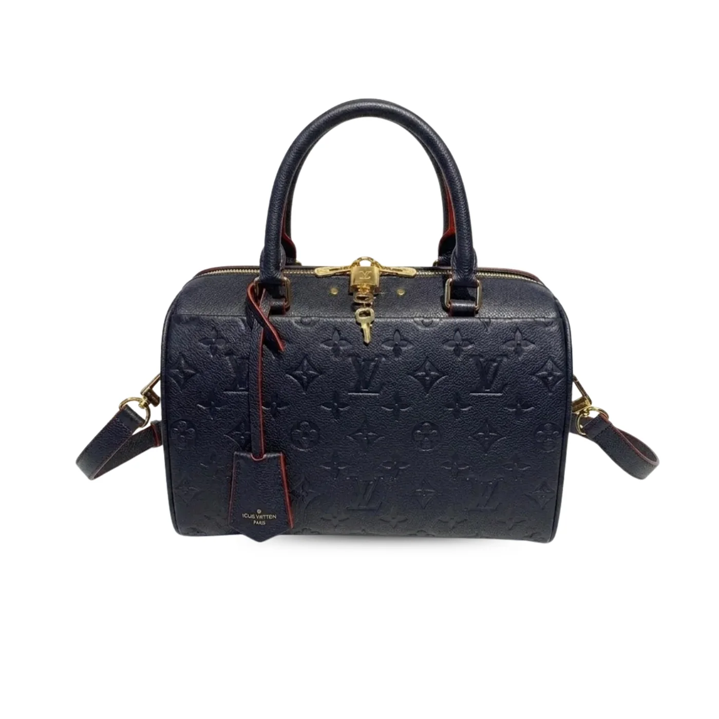 Louis Vuitton Speedy Bandouliere 25 Top Handle Bag / Navy Blue Monogram Empreinte Gold Hardware Louis Vuitton Speedy Bandouliere 25 Top Handle Bag / Navy Blue Monogram Empreinte Gold Hardware