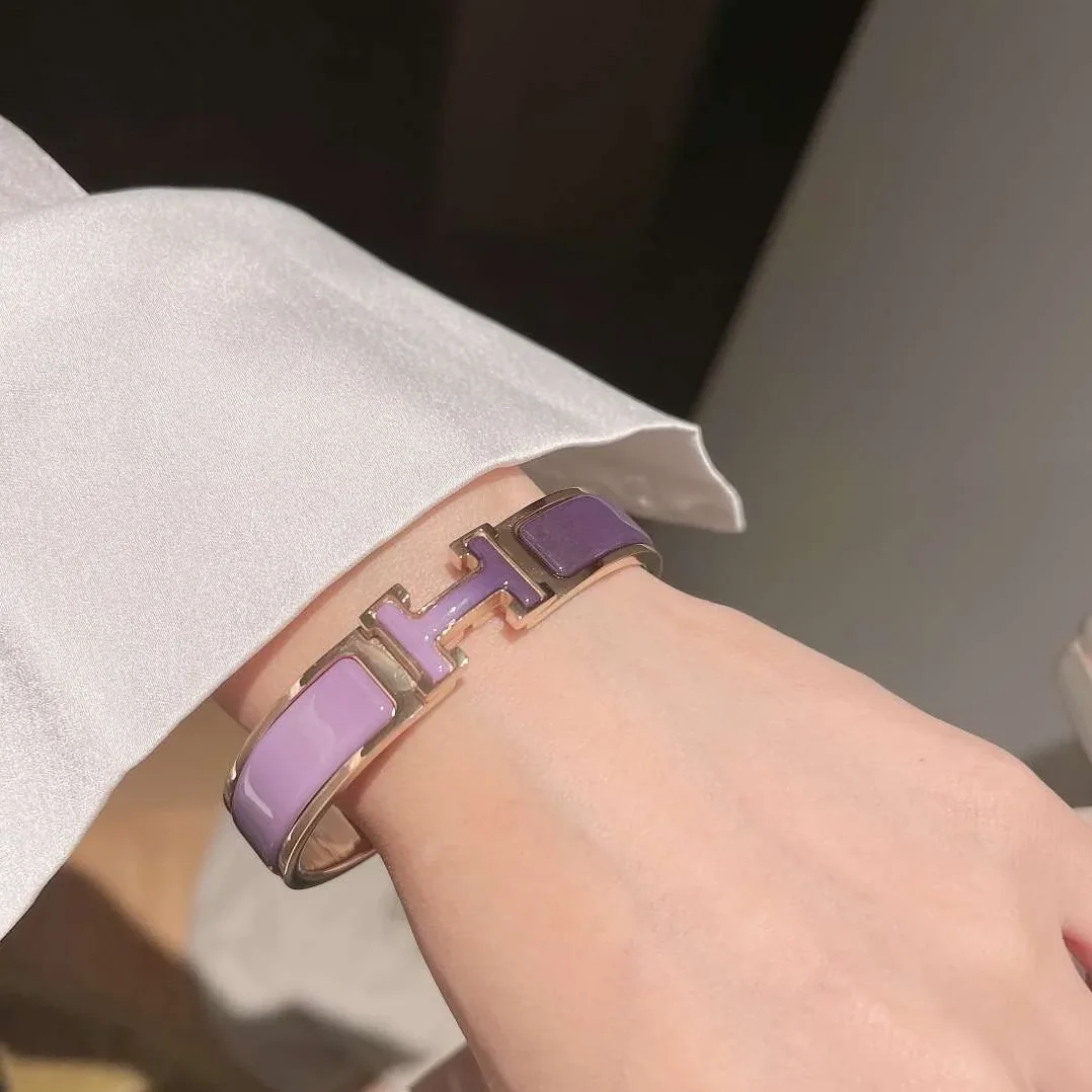 Hermes Clic Enameled H Bracelet Purple