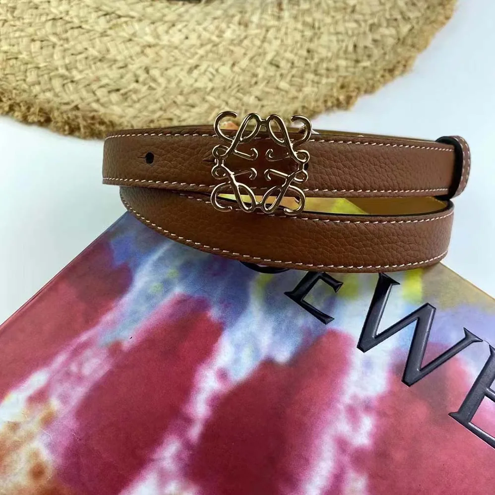 Loewe Anagram Belt in Pebble Grain Calfskin for Women in Brown Loewe Anagram Belt in Pebble Grain Calfskin for Women in Brown