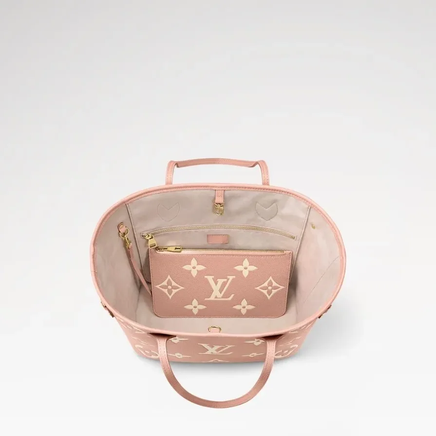 Louis Vuitton Neverfull MM Tote Bag / Pink Monogram Empreinte Gold Hardware Louis Vuitton Neverfull MM Tote Bag / Pink Monogram Empreinte Gold Hardware