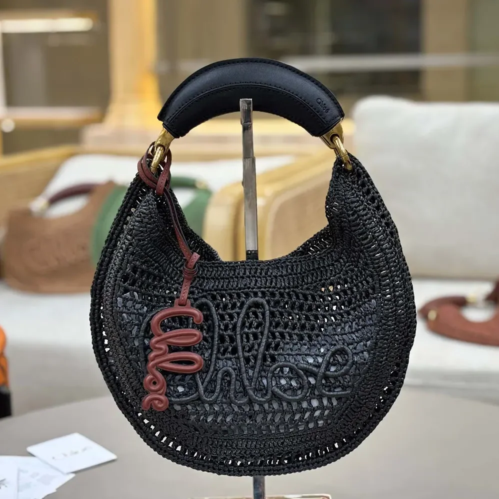 Chloe Summer Banana Hobo Bag In Raffia for Women in Black