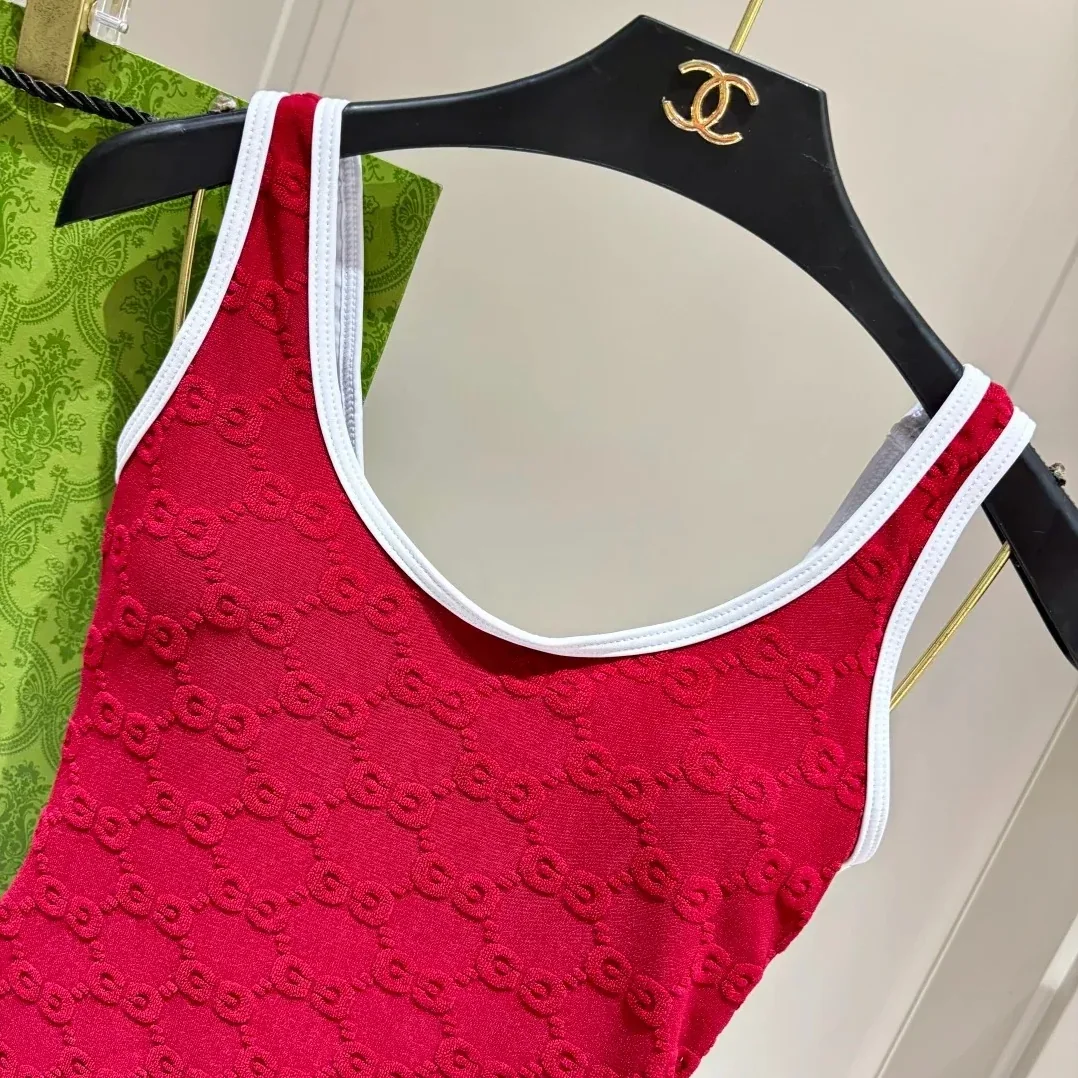Gucci GG Jacquard One in Piece Swimsuit Red