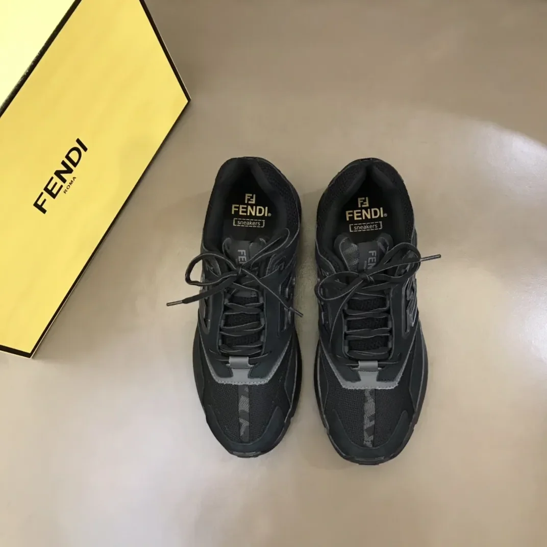 FD Fendi Faster Trainers Sneakers Black 7E1555AKX6F1ICG