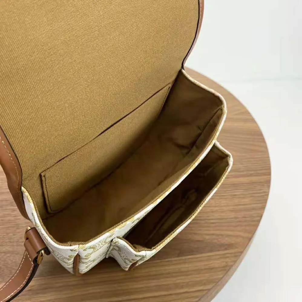 Celine Medium Folco Bag in Triomphe Canvas and Calfskin for Women