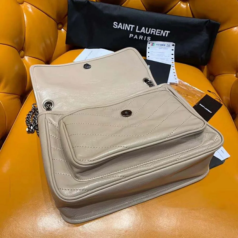 Saint Laurent YSL Medium Niki Bag Crinkled Vintage for Women in Sandy