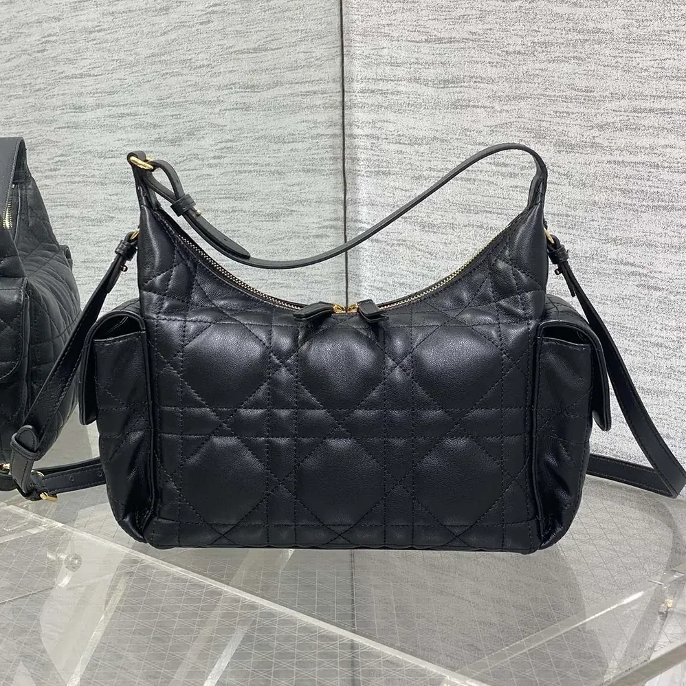 Dior Medium D-Dream Bag Black Macrocannage Lambskin for Women