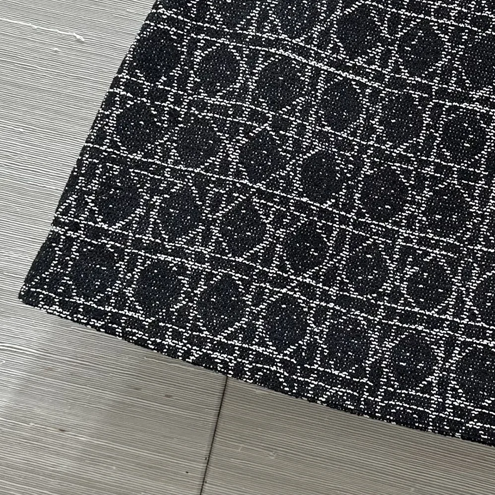Dior Macrocannage Miniskirt Black and White Technical Cotton Tweed for Women Dior Macrocannage Miniskirt Black and White Technical Cotton Tweed for Women