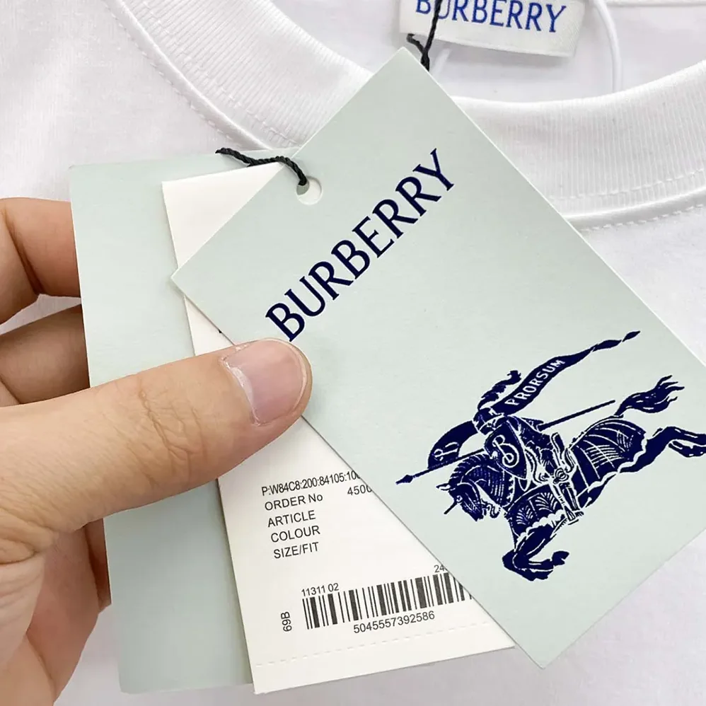 Burberry Check Label Cotton T-shirt for Women in White