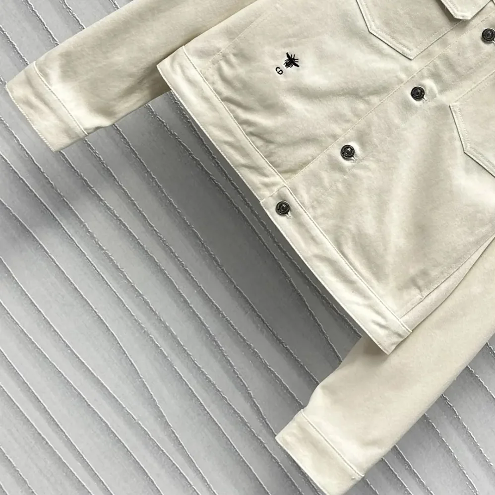 Dior Dioramour Jacket White Cotton Denim with Multicolor Cœur des Curiosités Motif for Men