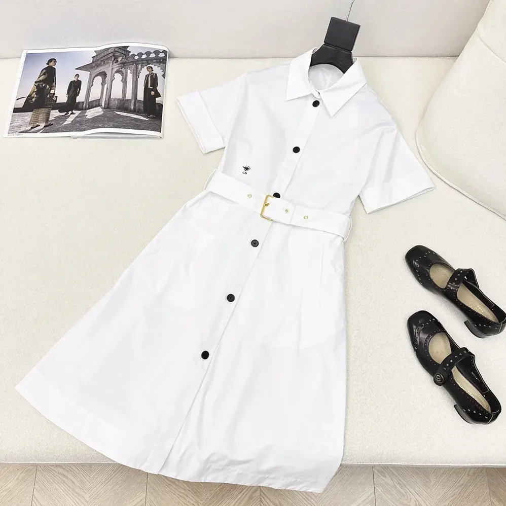 Dior Belted Shirtdress Ecru Cotton and Silk Poplin for Women