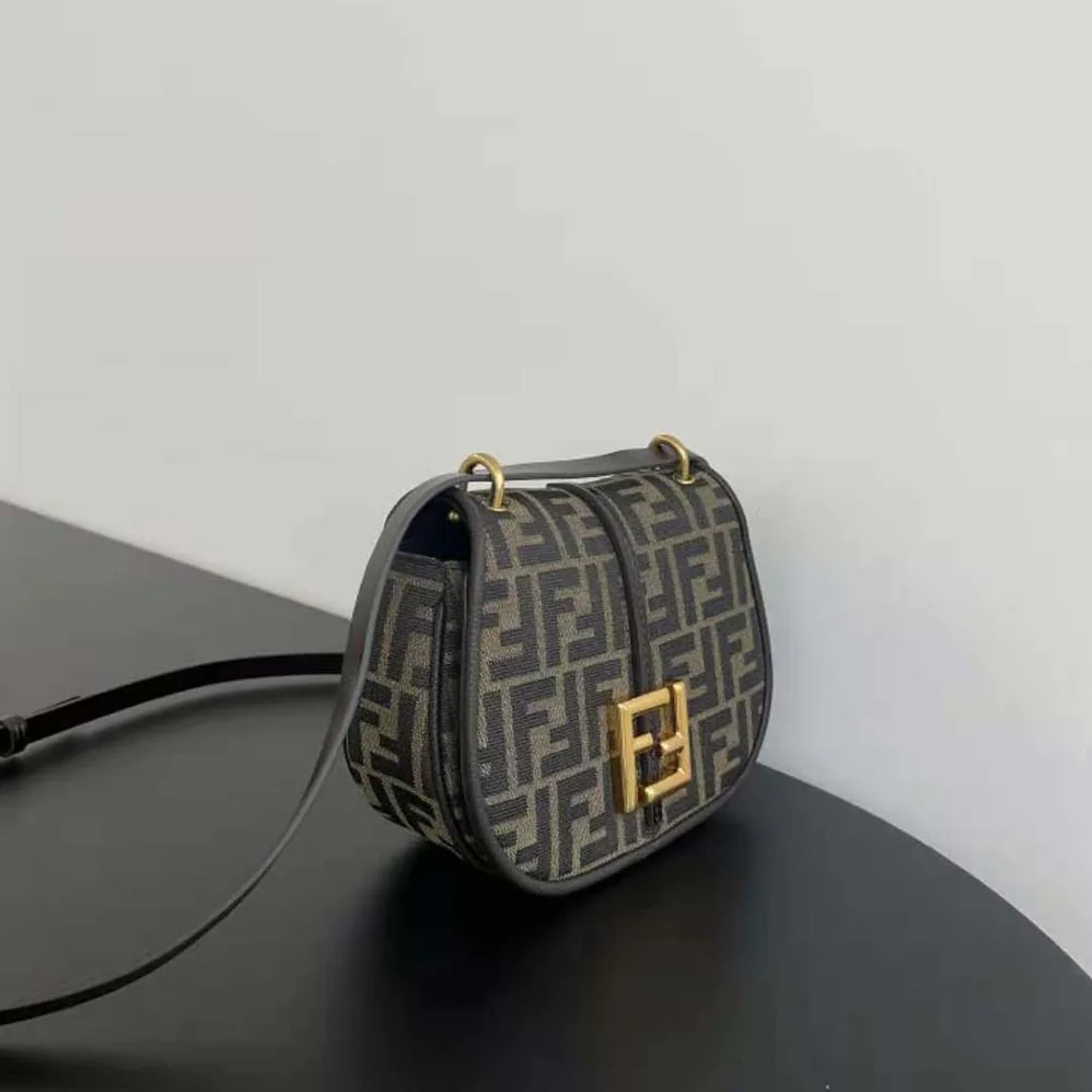 Fendi C'mon Small Brown FF Jacquard Fabric Bag for Women Fendi C'mon Small Brown FF Jacquard Fabric Bag for Women
