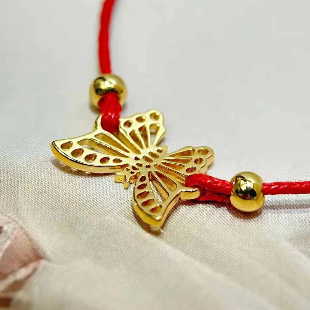 Dior Diorelita Bracelet Gold-Finish Metal and Red Cotton for Women Dior Diorelita Bracelet Gold-Finish Metal and Red Cotton for Women
