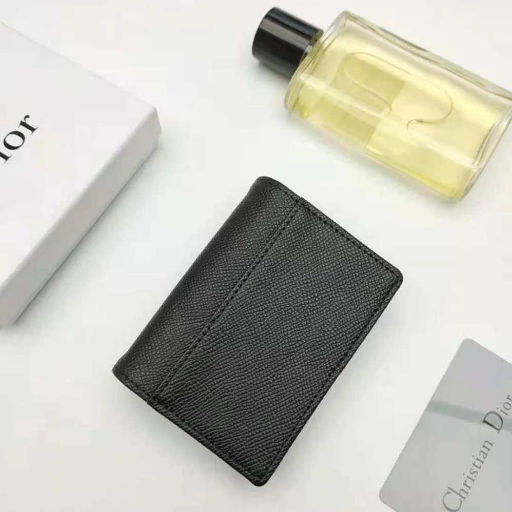 Dior Saddle Flap Card Holder Black Grained Calfskin for Women Dior Saddle Flap Card Holder Black Grained Calfskin for Women