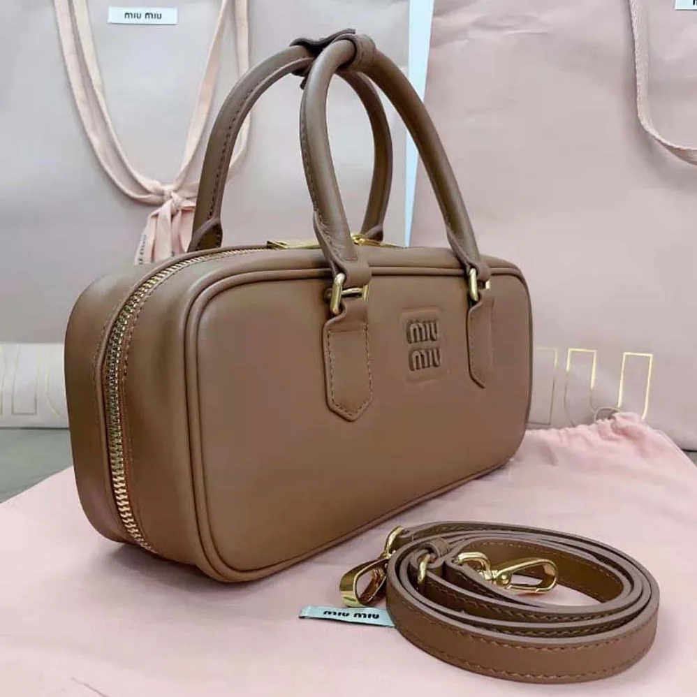 Miu Miu Arcadie Leather Bag for Women in Brown Miu Miu Arcadie Leather Bag for Women in Brown