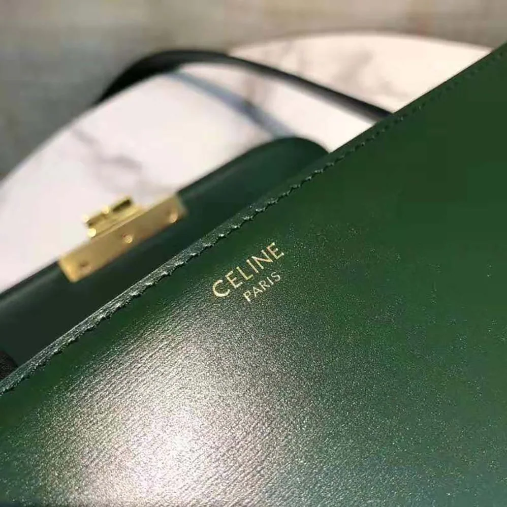 Celine Medium Triomphe Bag in Shiny Calfskin for Women in Green