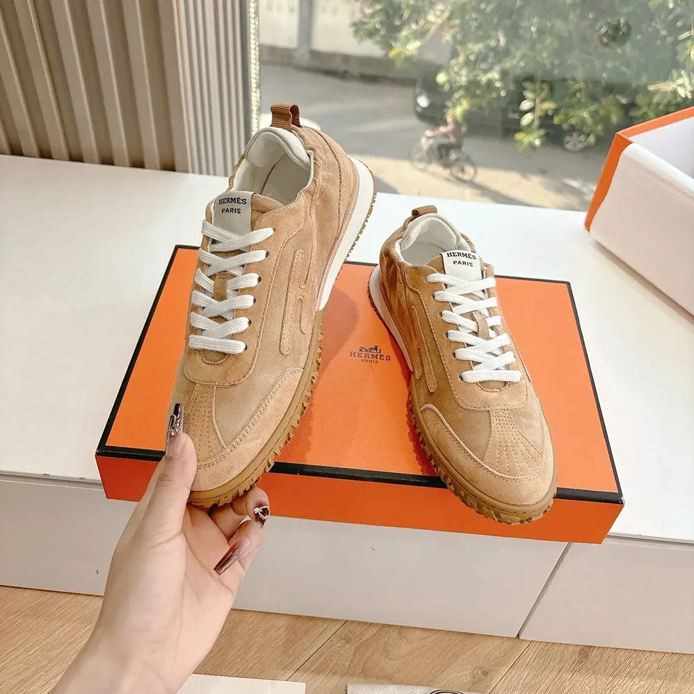 Hermes Jet Sneaker in Technical Canvas and Suede Goatskin for Unisex in Natural