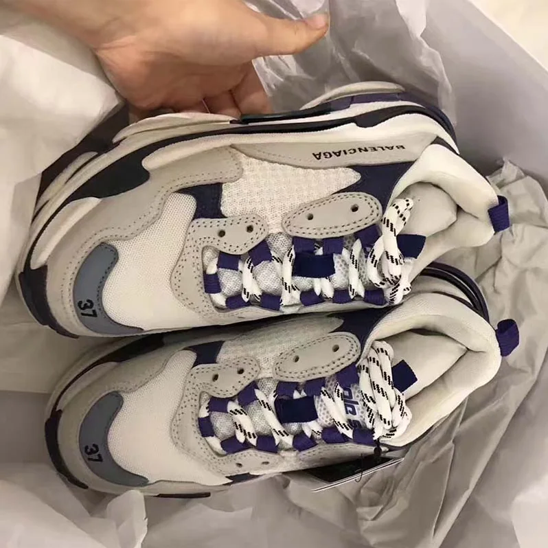 Balenciaga Triple S Trainers Oversized Multimaterial Sneakers Quilted Effect for Unisex in White