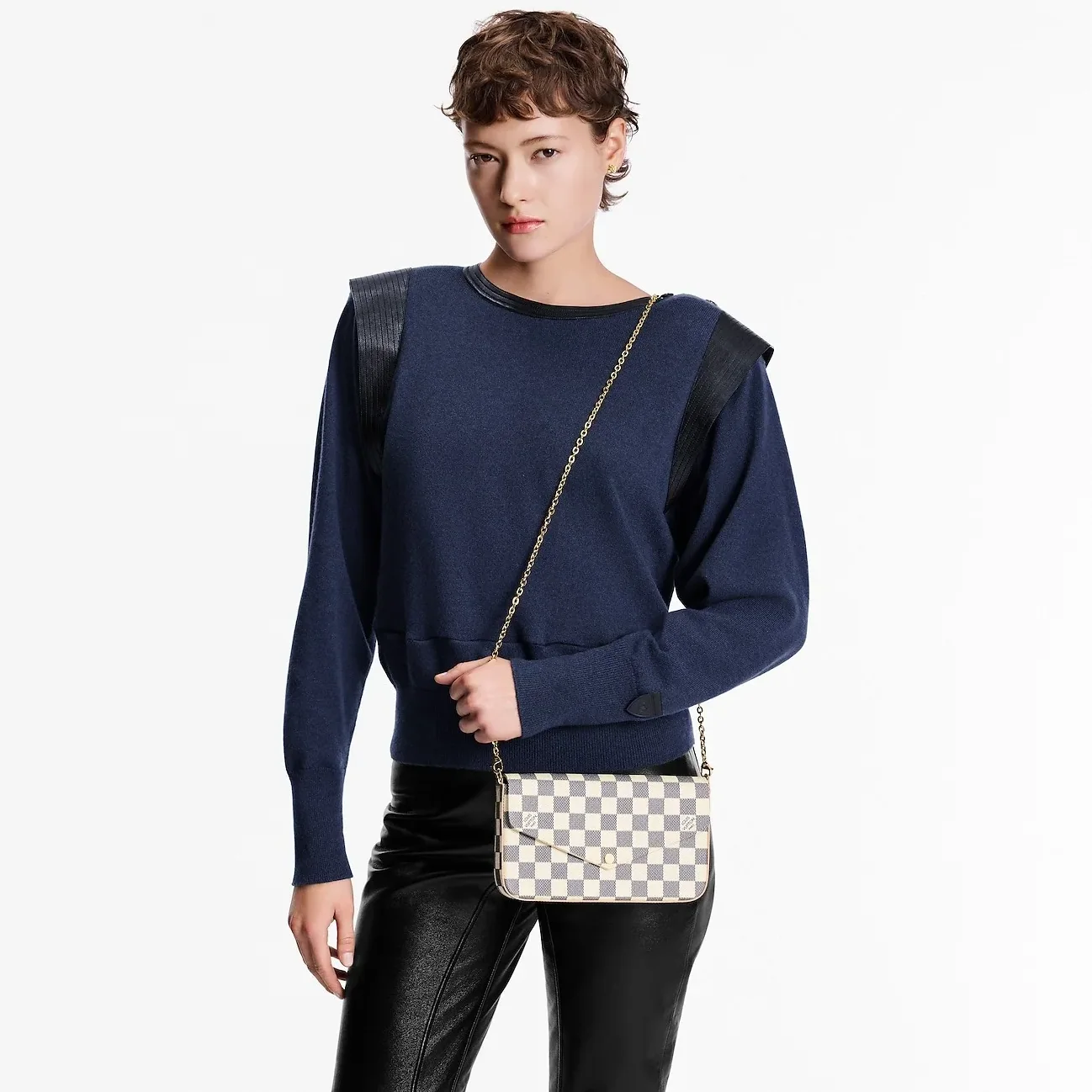Louis Vuitton Pochette Felicie Shoulder Bag / Multicolor Damier Azur Canvas Gold Hardware Louis Vuitton Pochette Felicie Shoulder Bag / Multicolor Damier Azur Canvas Gold Hardware