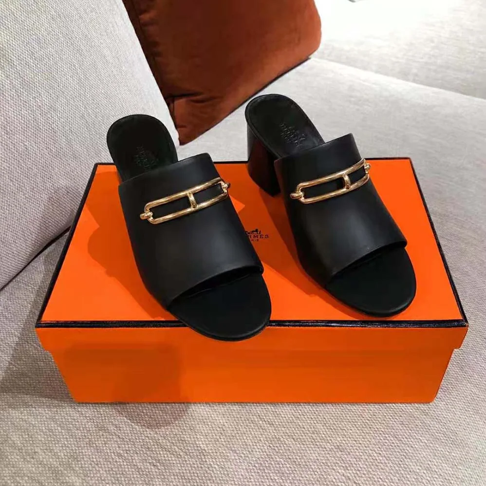 Hermes Camilla Mule High Heel Mule in Calfskin for Women in Black
