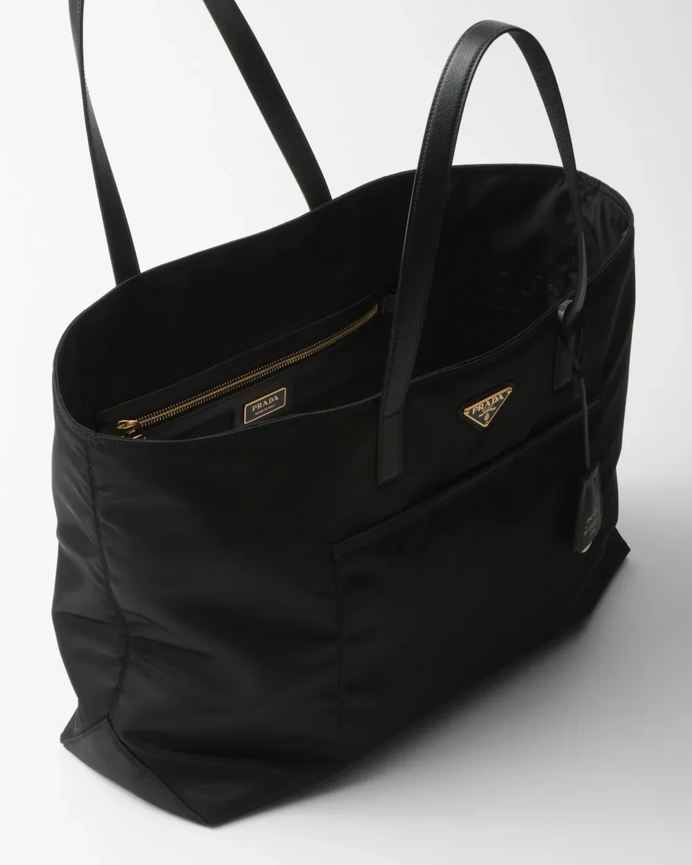 Prada Re- 1978 Large Re-Nylon And Saffiano Tote Bag Black 16.9 Inches/ 1BG527_R064_F0002_V_OOO Prada Re- 1978 Large Re-Nylon And Saffiano Tote Bag Black 16.9 Inches/ 1BG527_R064_F0002_V_OOO