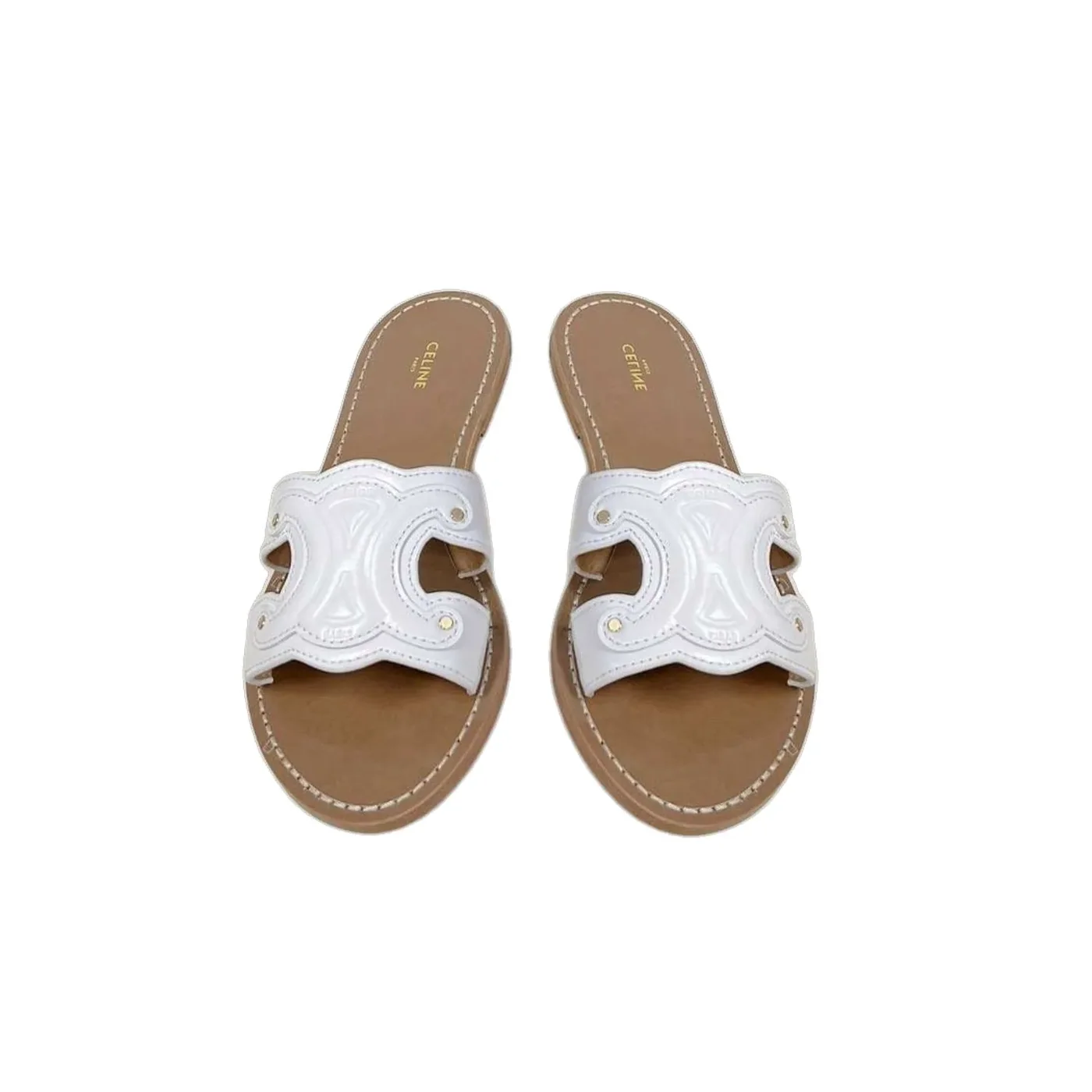 Celine Triomphe Mule White Celine Triomphe Mule White