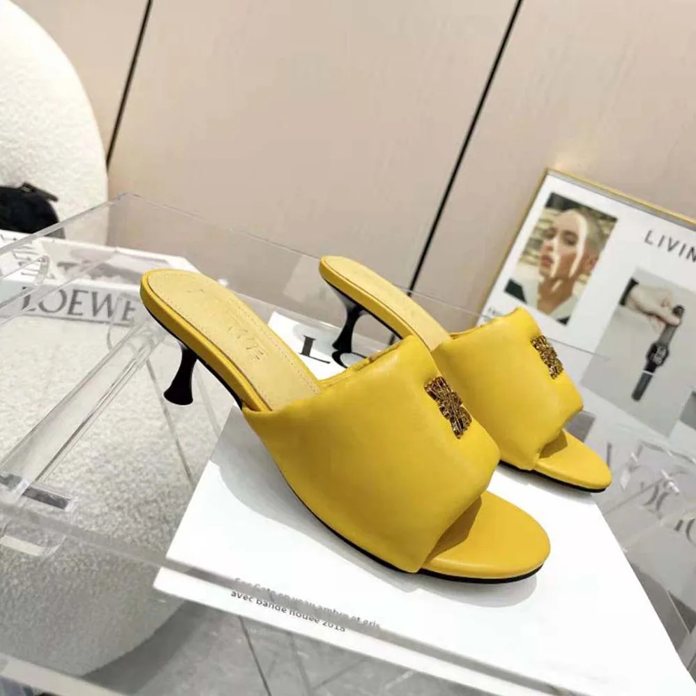 Loewe Anagram Padded Mule in Lambskin for Women in Orange