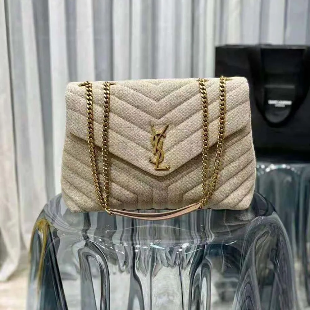 Saint Laurent YSL Loulou Medium in “Y” Quilted Linen for Women