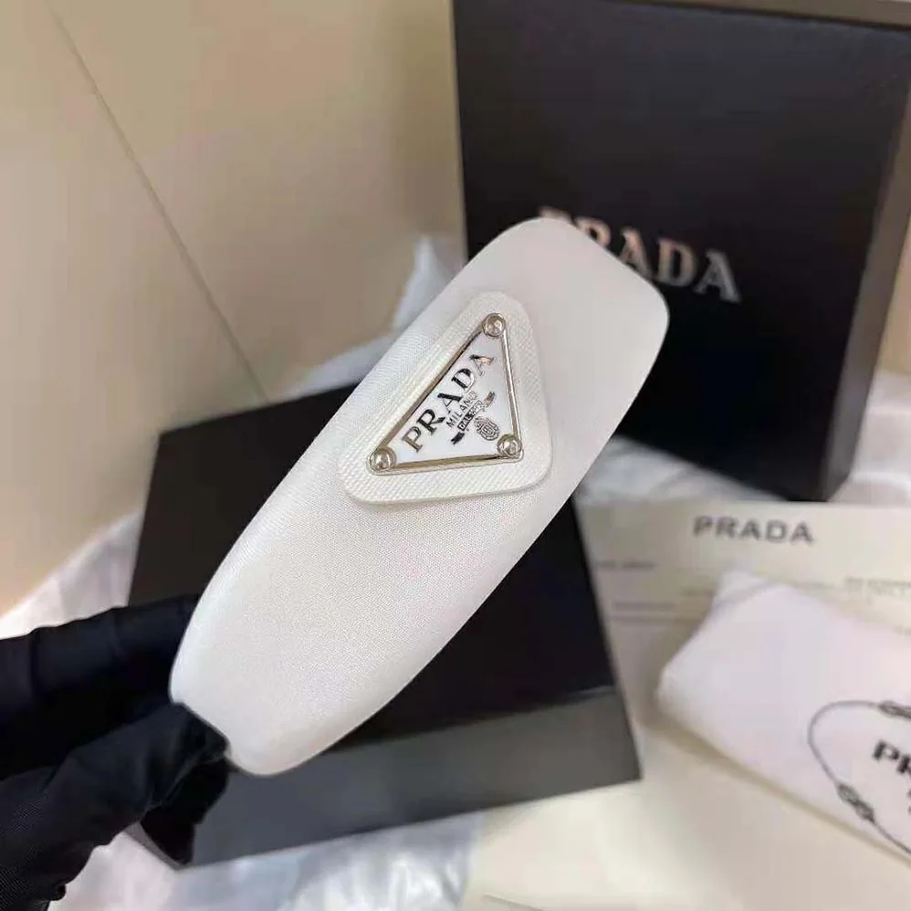 Prada Oversized Puffy Re-Nylon Headband for Women in White