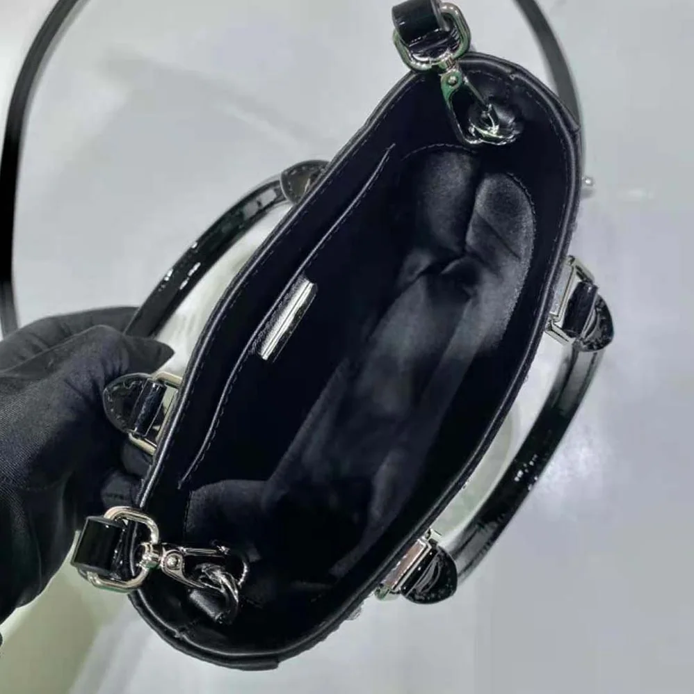 Prada Small Crystal-Studded Satin Tote Bag for Women in Black