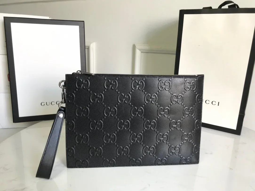 Gucci GG Embossed Pouch Black , Pouch / for Men Gucci GG Embossed Pouch Black , Pouch / for Men