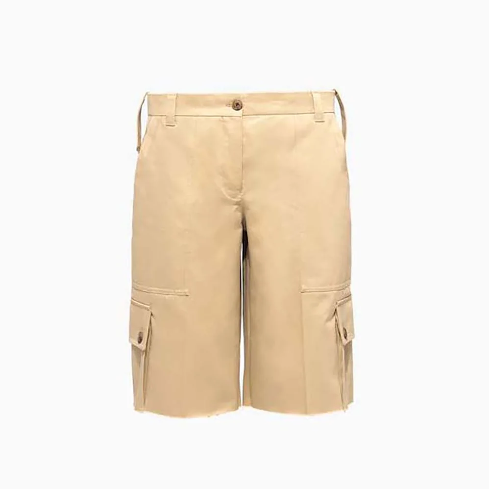 Miu Miu Chino Bermudas with Embroidered Logo on the Back for Women