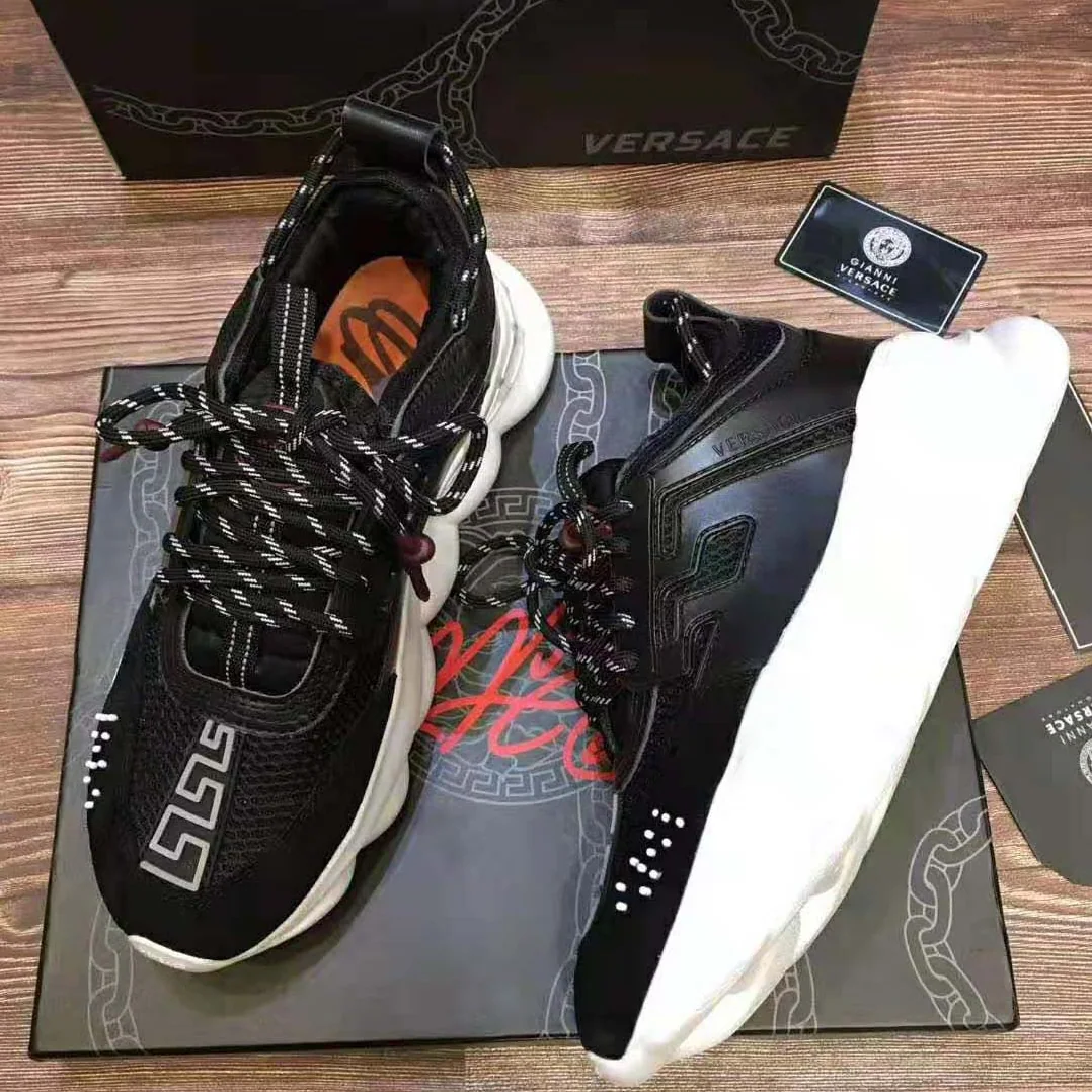 Versace Chain Reaction Sneakers for Men in Black