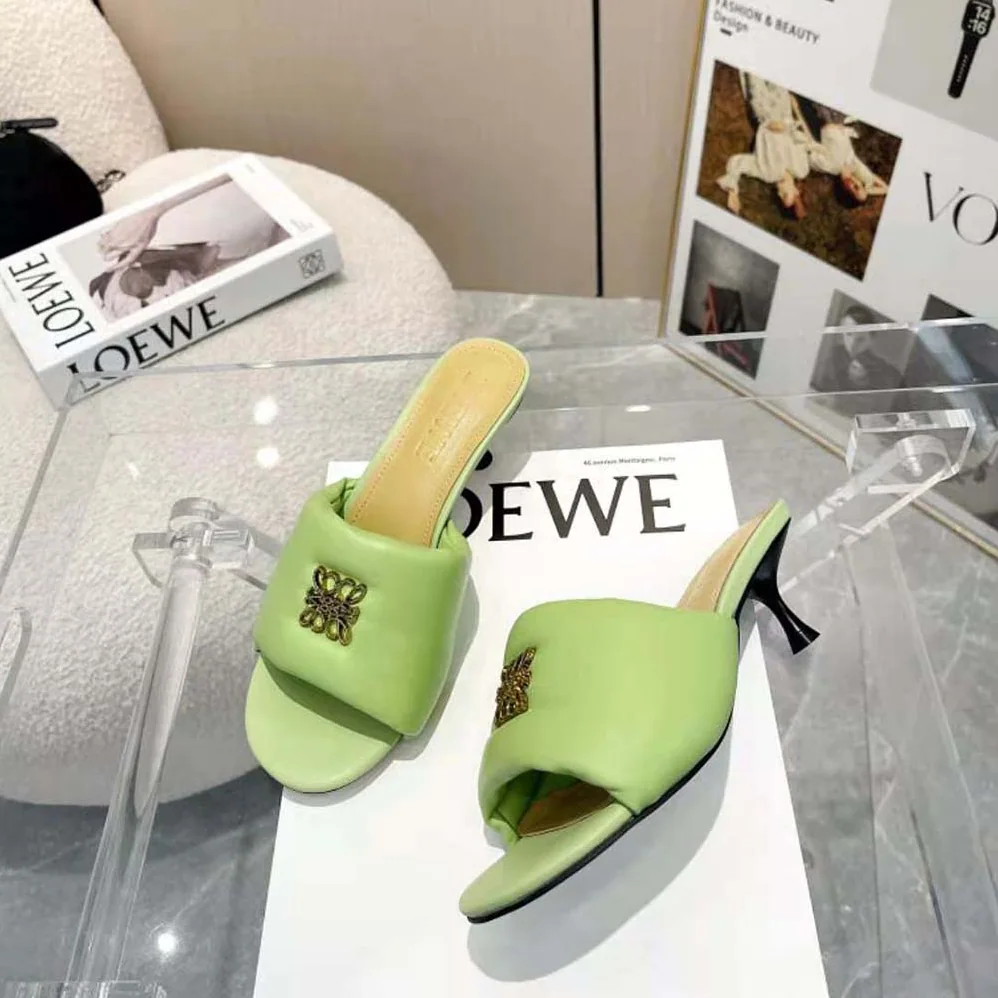 Loewe Anagram Padded Mule in Lambskin for Women in Green
