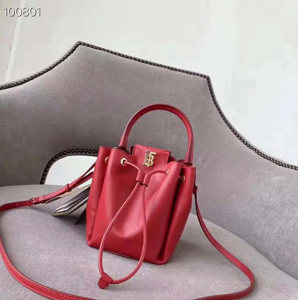 Burberry Monogram Motif Leather Bucket Bag for Women in Red