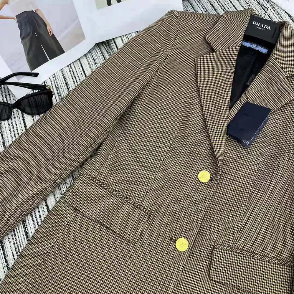 Prada Single for Women in breasted Houndstooth Check Jacket Prada Single for Women in breasted Houndstooth Check Jacket