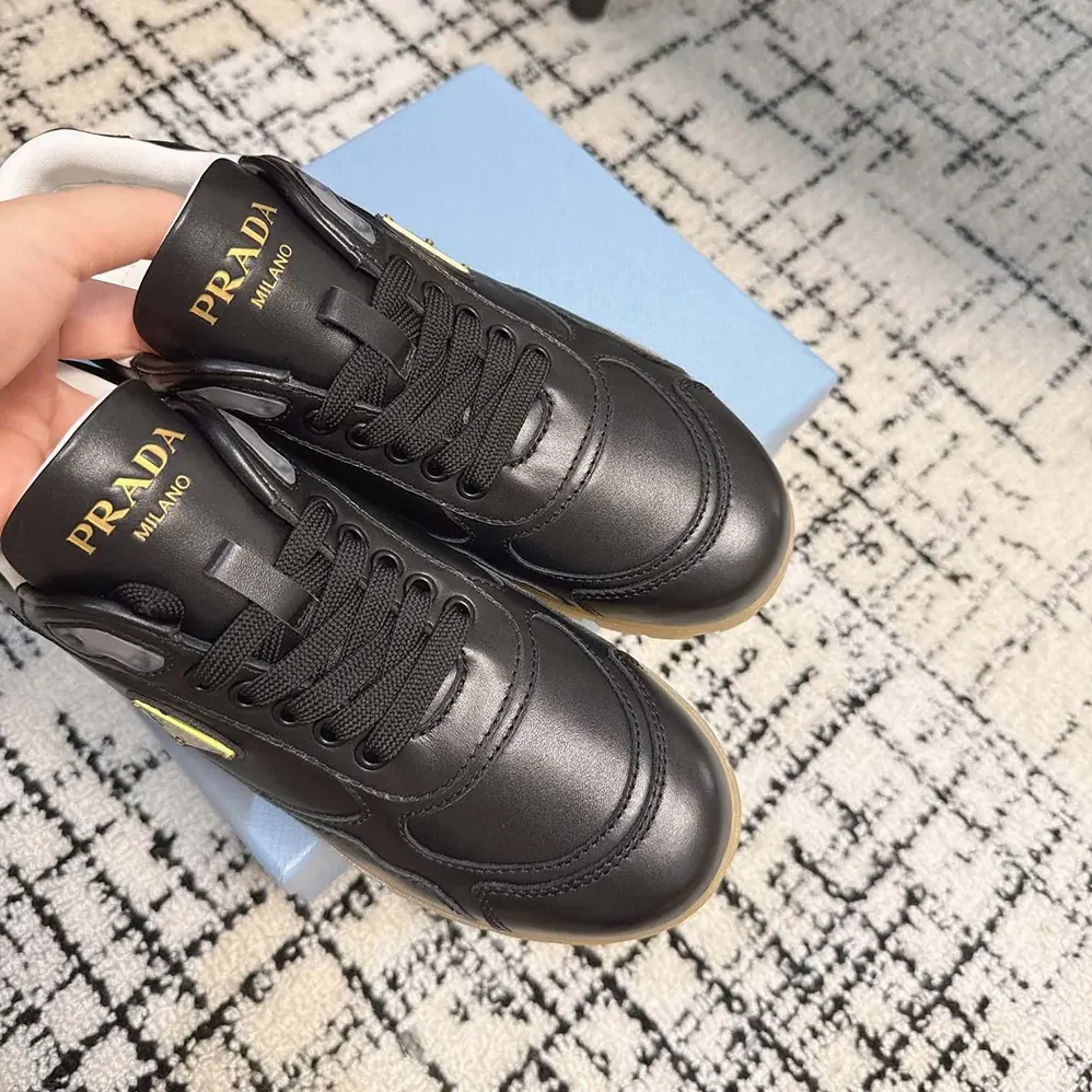 Prada Downtown Nappa Leather Sneakers for Unisex in Black