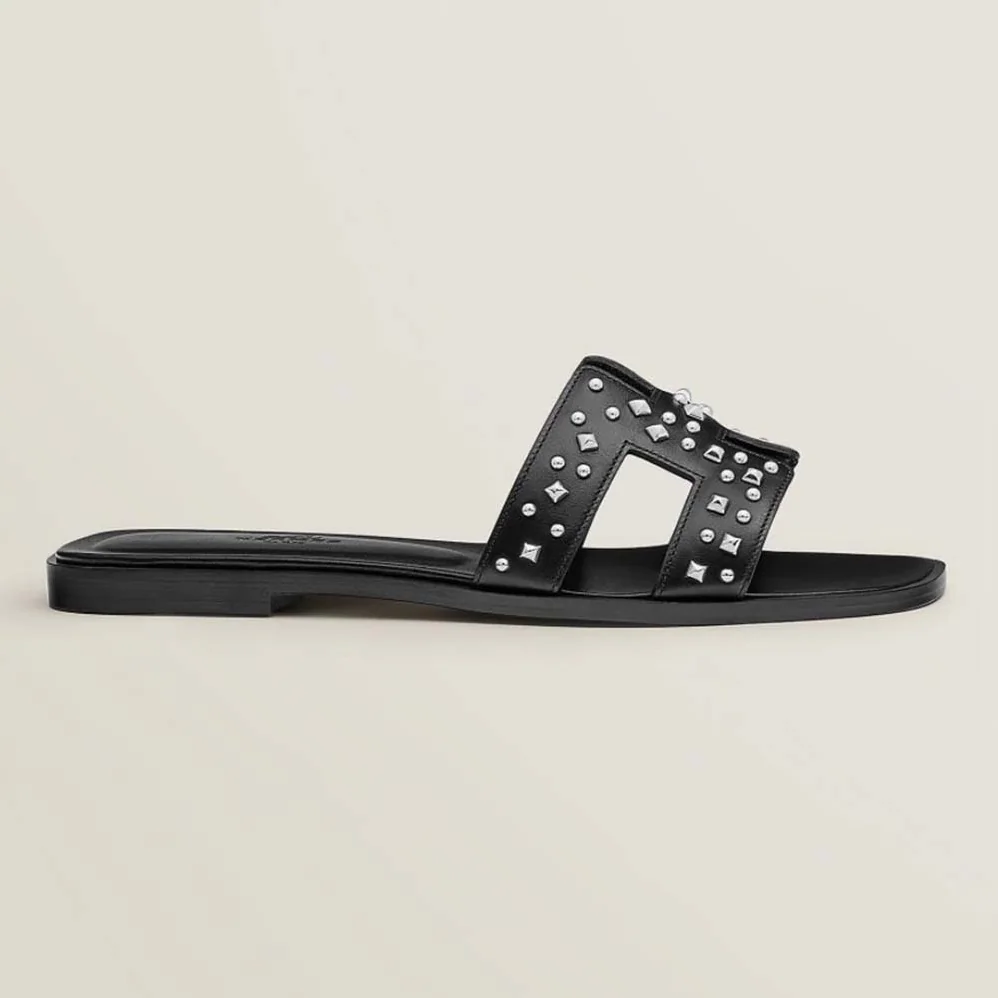 Hermes Oran Sandal in Calfskin Black for Women Hermes Oran Sandal in Calfskin Black for Women