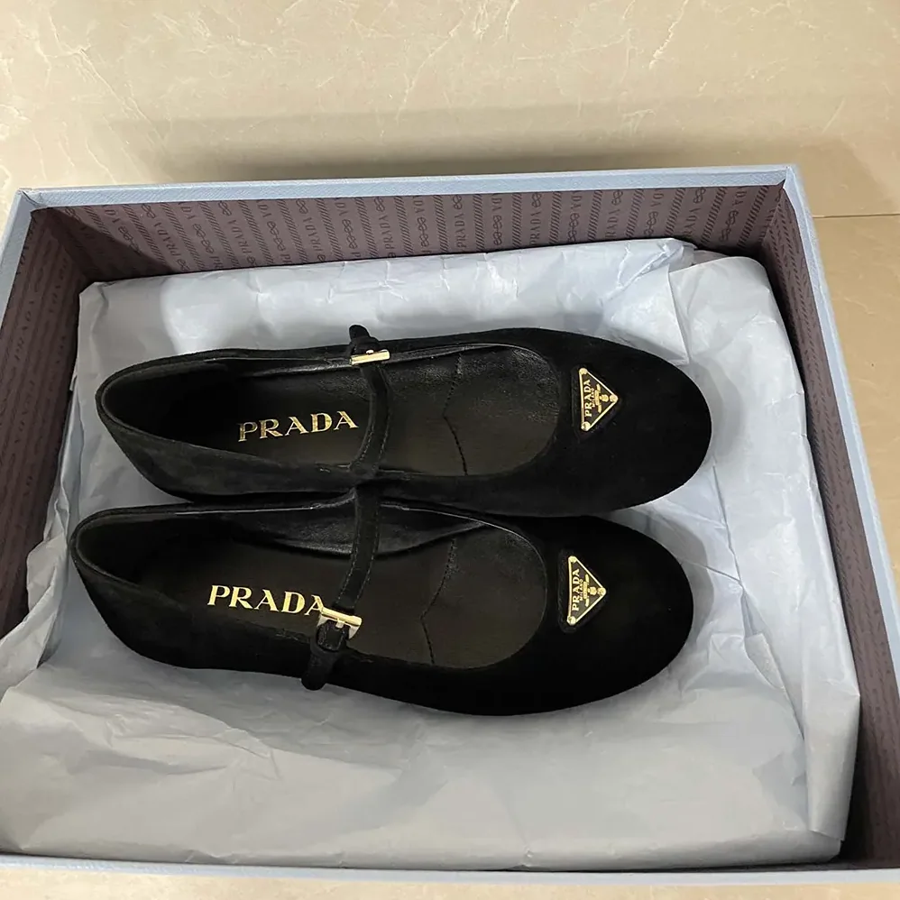 Prada Suede Ballerinas for Women in Black