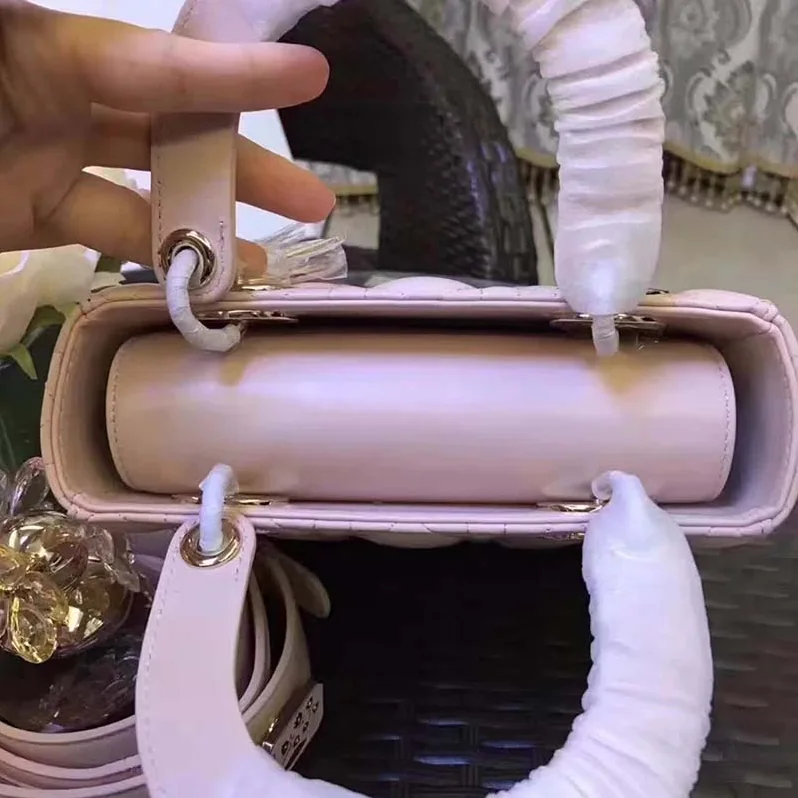 Dior My Lady Dior Bag in Cannage Lambskin in Pink