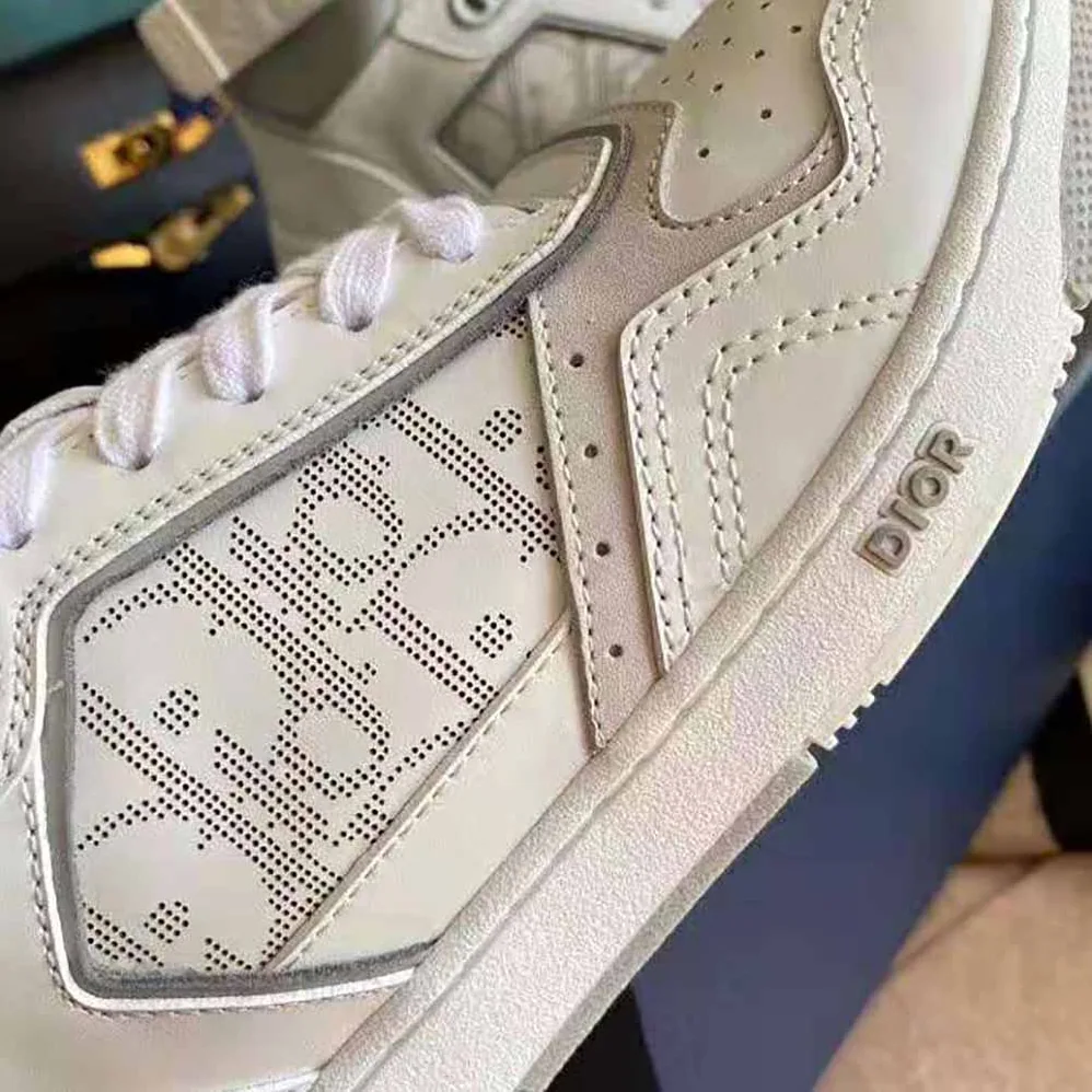 Dior B27 High-Top Sneaker Smooth Calfskin with Dior Oblique Jacquard for Men in White