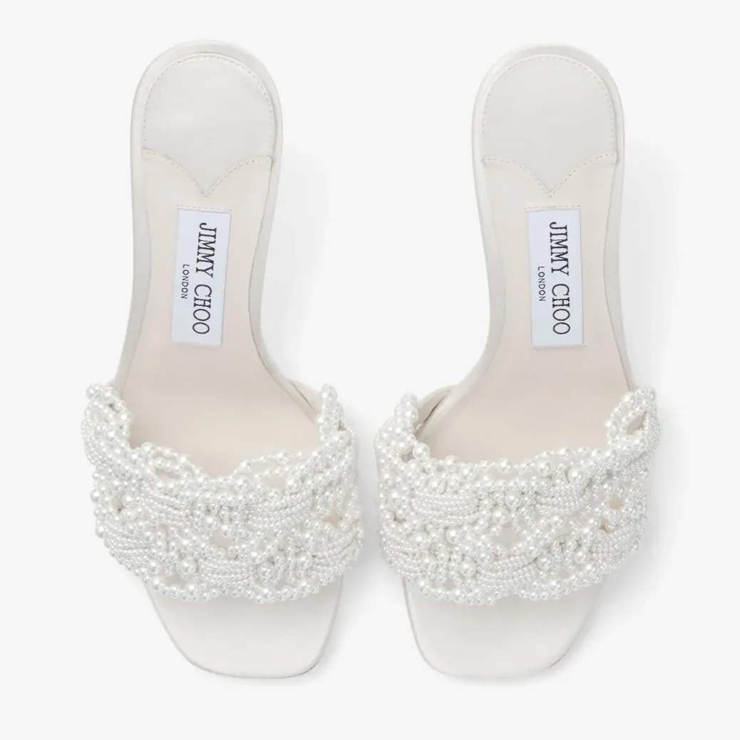 Jimmy Choo Cary Mule 70 Ivory/White CARYMULE70OBD