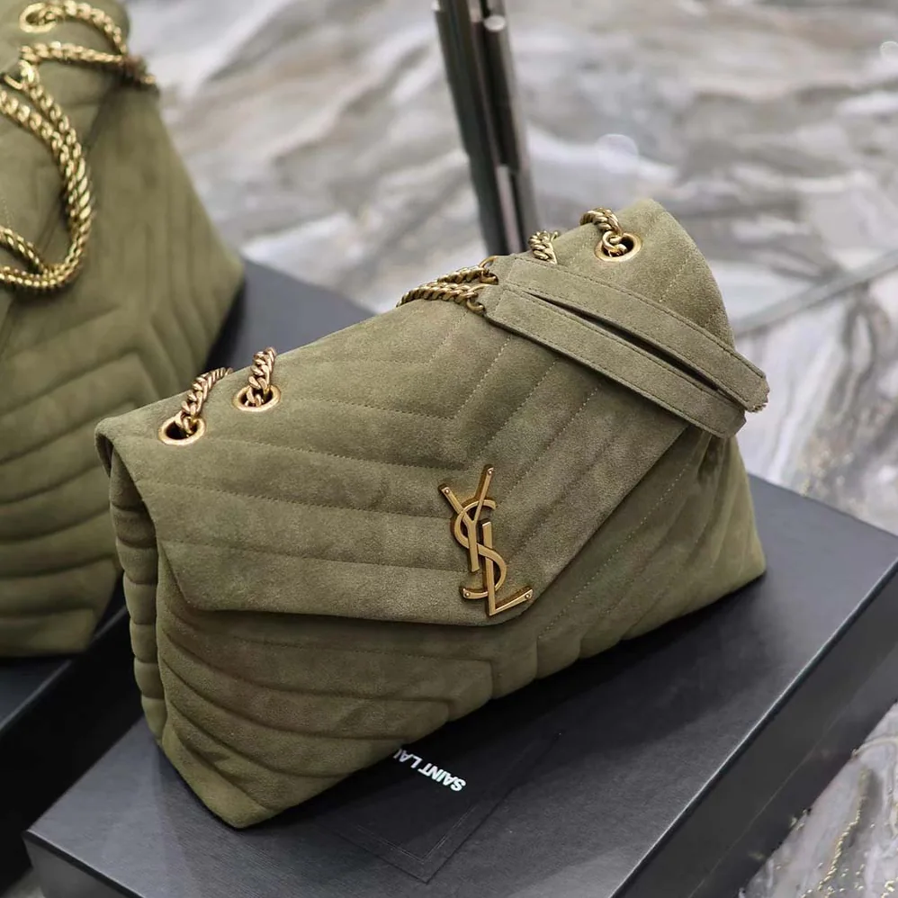 Saint Laurent YSL Loulou Medium in Quilted “Y” Suede for Women in Green Saint Laurent YSL Loulou Medium in Quilted “Y” Suede for Women in Green