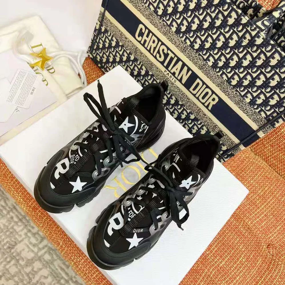 Dior D-Connect Sneaker Black Technical Fabric with Dior Union Print for Women
